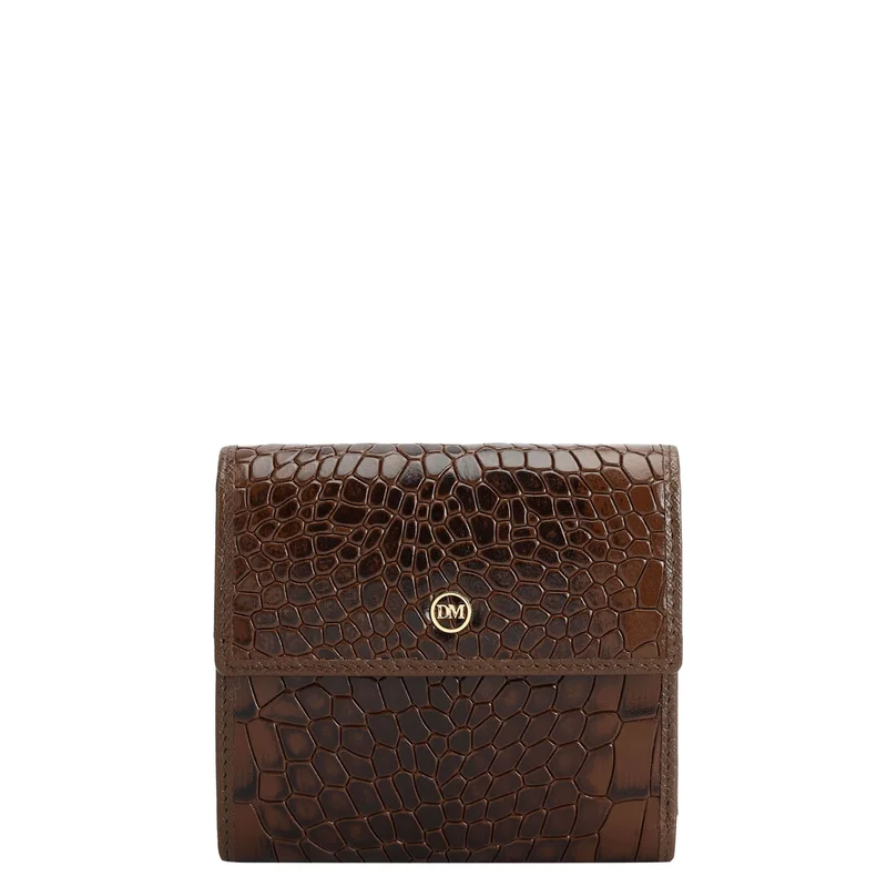 Da Milano Croco Leather Ladies Wallet - Walnut